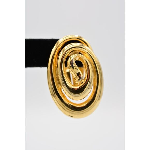 Fernando Originals Vintage Clip Earrings Chunky Gold Tone FO Signed 1980s BinAI - Picture 7 of 12